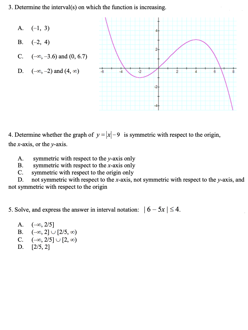 the piecewise function. -2 A. Domain [-1, 1]; Range [-2, 0] B.