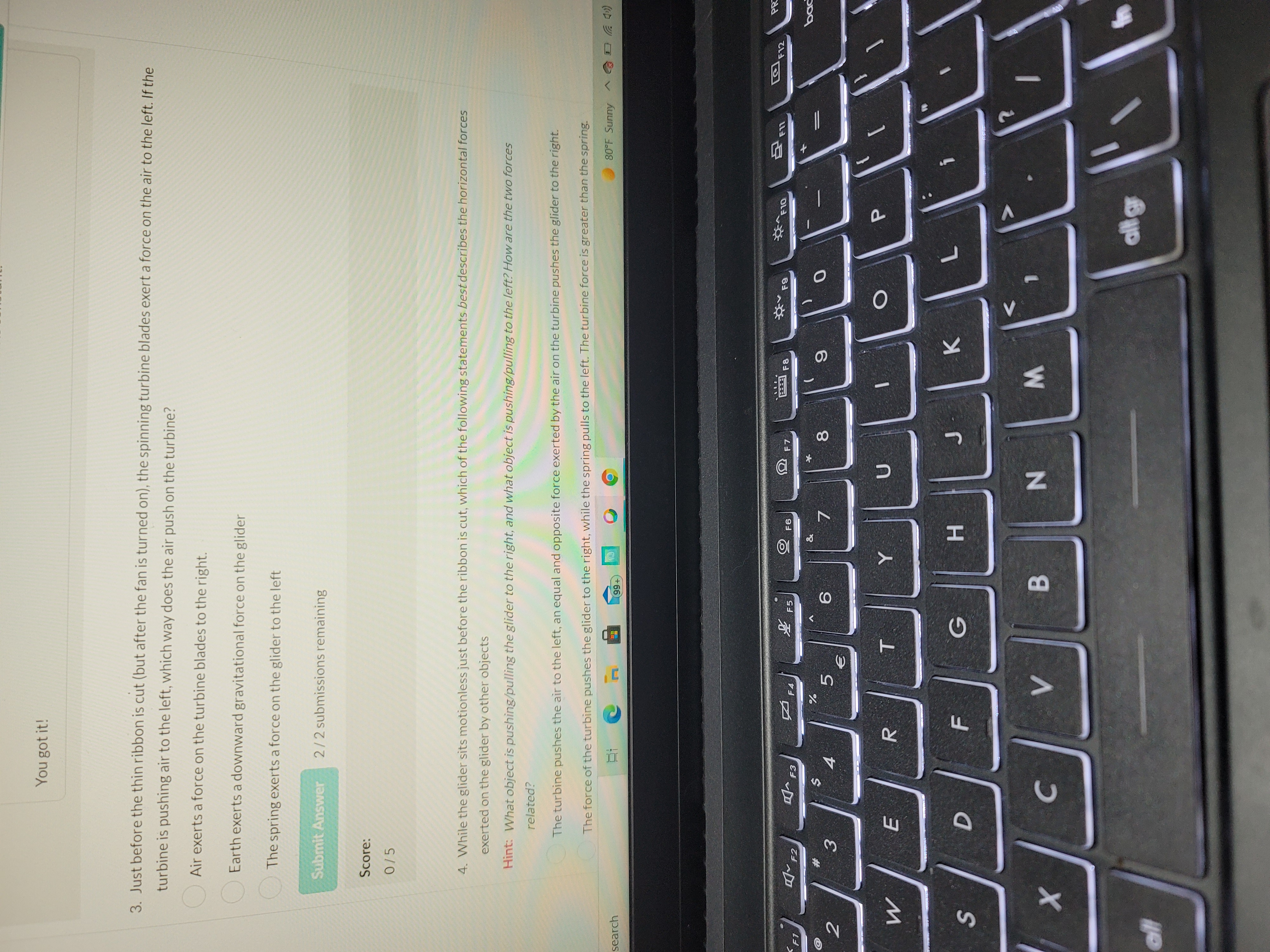 Submit Part 2. Data Collection 1. Effect of Force on Acceleration .