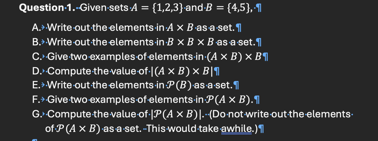  Question-1. .Given sets.A = {1,2,3} and.B = {4,5}, -1 A.>Write out