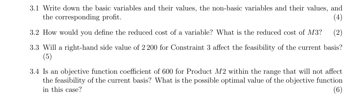 3.1 3.2 3.3 3.4 Write down the basic variables and their