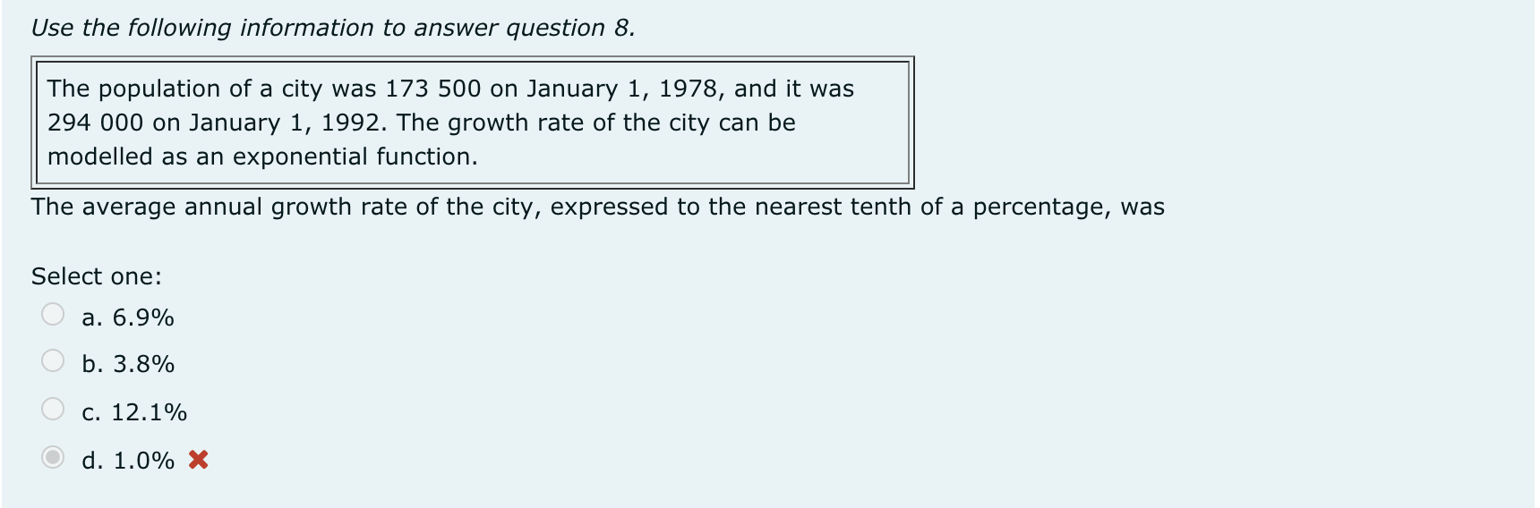 Can you help me solve the following question (without using logarithms), please?