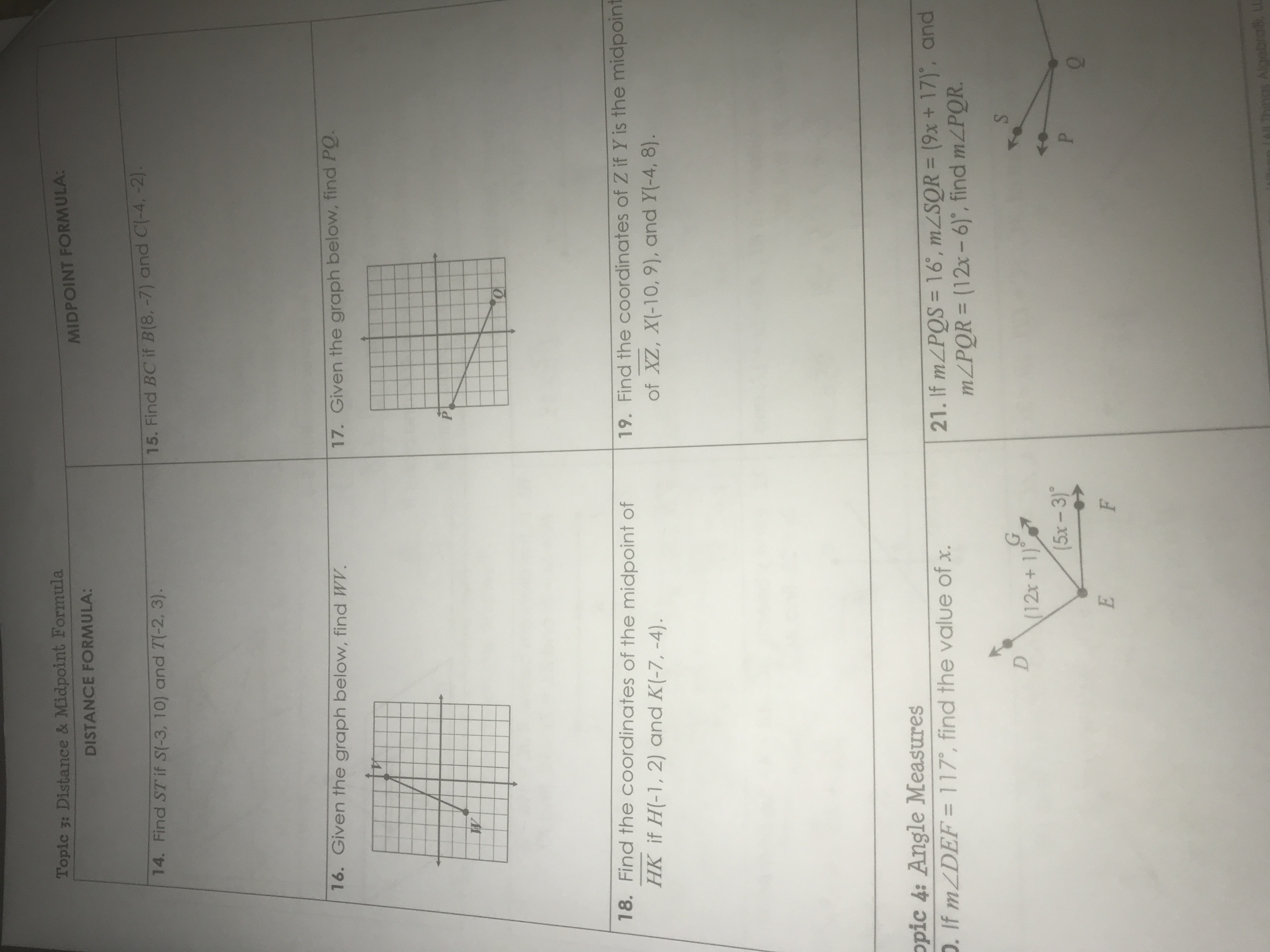  Topic 3: Distance & Midpoint Formula MIDPOINT FORMULA: DISTANCE FORMULA: 14.
