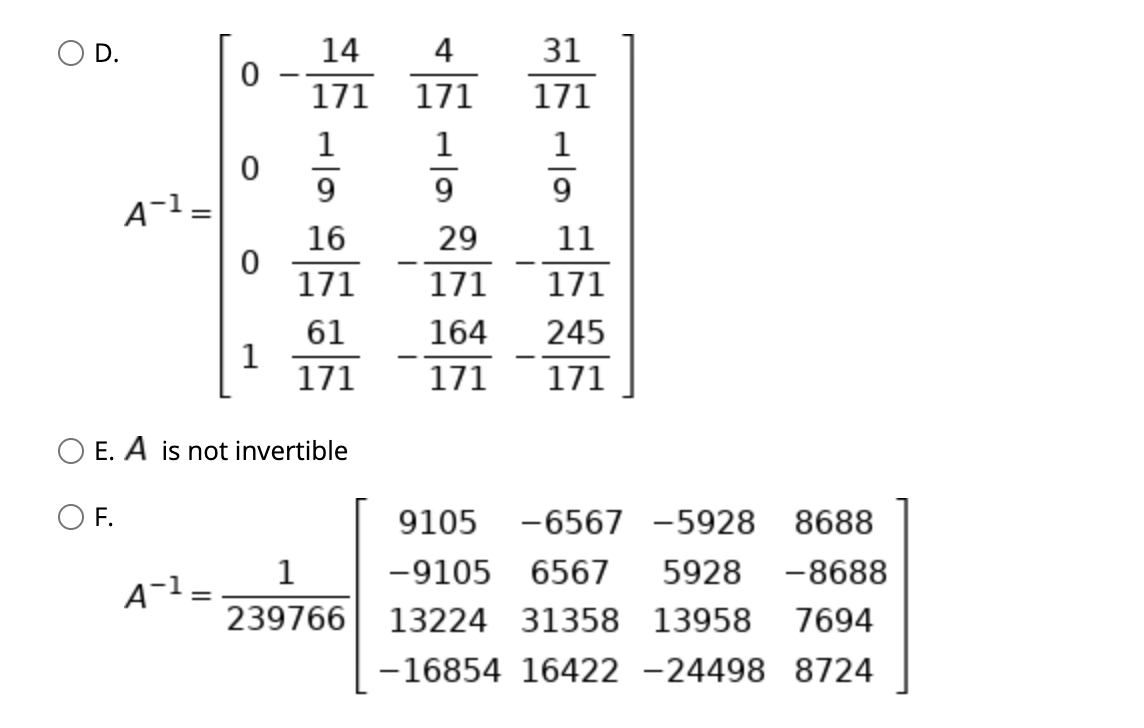 for all x, y EC2 O B. A is invertible OC. A*