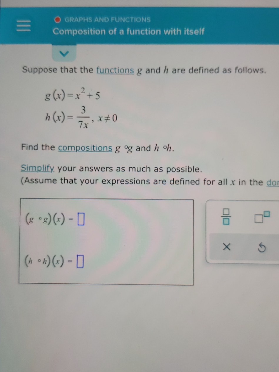 composition of a function with itself O GRAPHS AND FUNCTIONS Composition of