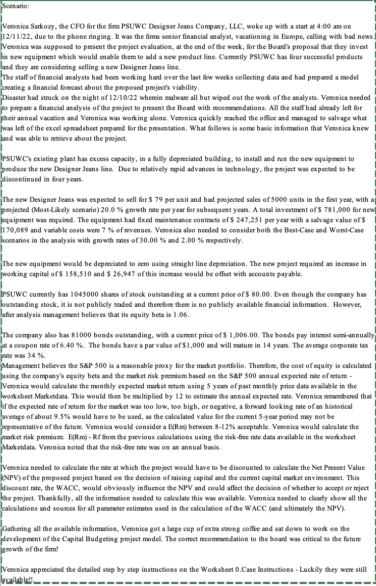 I need help with using the information from the scenario case to