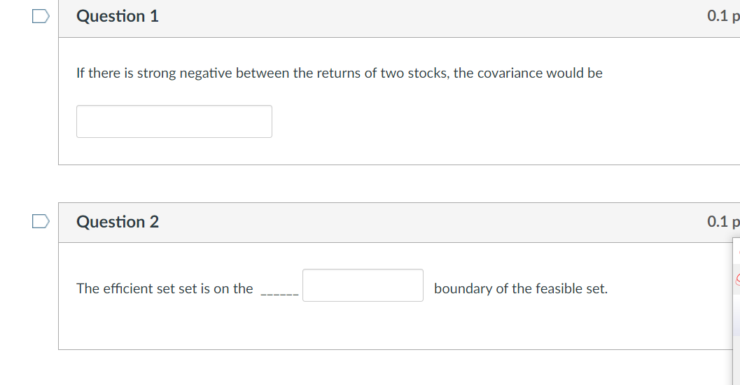  Question 1 0.1 p If there is strong negative between the