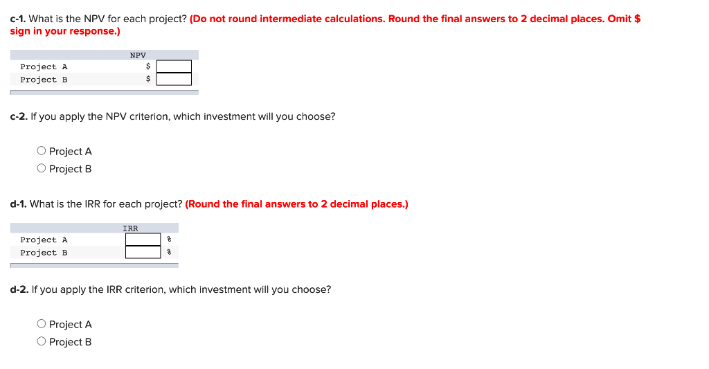 (B) -$104,000 42,000 40,000 37,500 32,600 Whichever project you choose, if any,