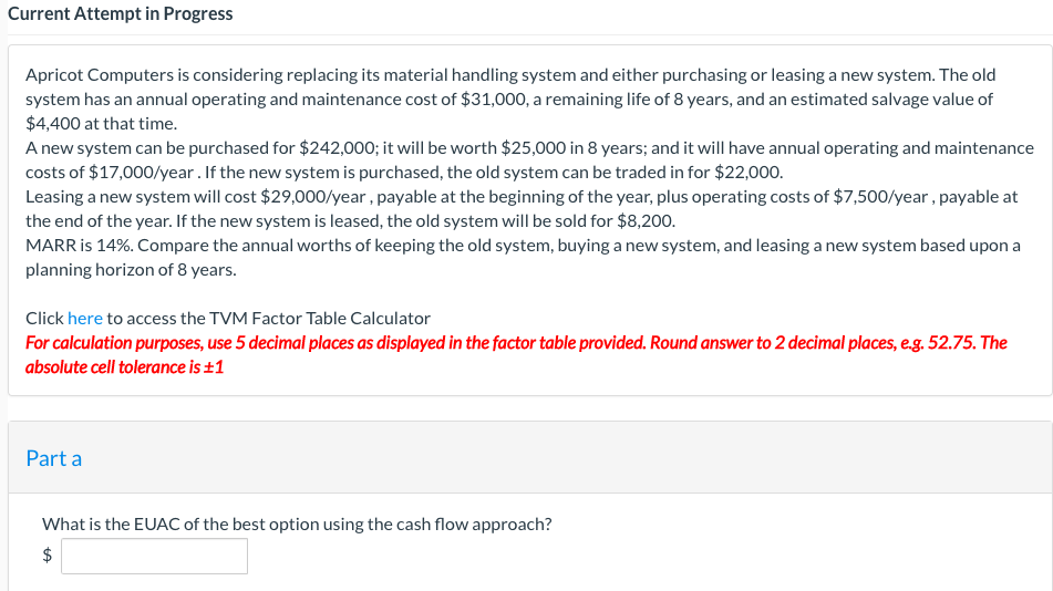  Current Attempt in Progress Apricot Computers is considering replacing its material