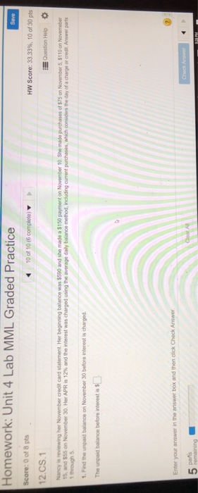  Homework: Unit 4 Lab MML Graded Practice Save Score: 0 of