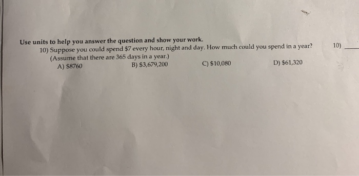 How I do set this up with units? 10) Use units to