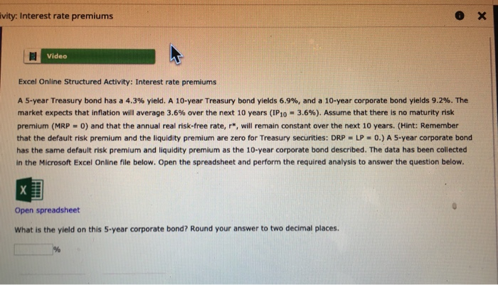  ivity: Interest rate premiums X Video Excel Online Structured Activity: Interest