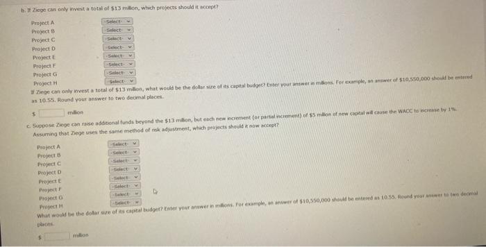 constraints? h. If Zicpet can only invest a total of $13 mifion,