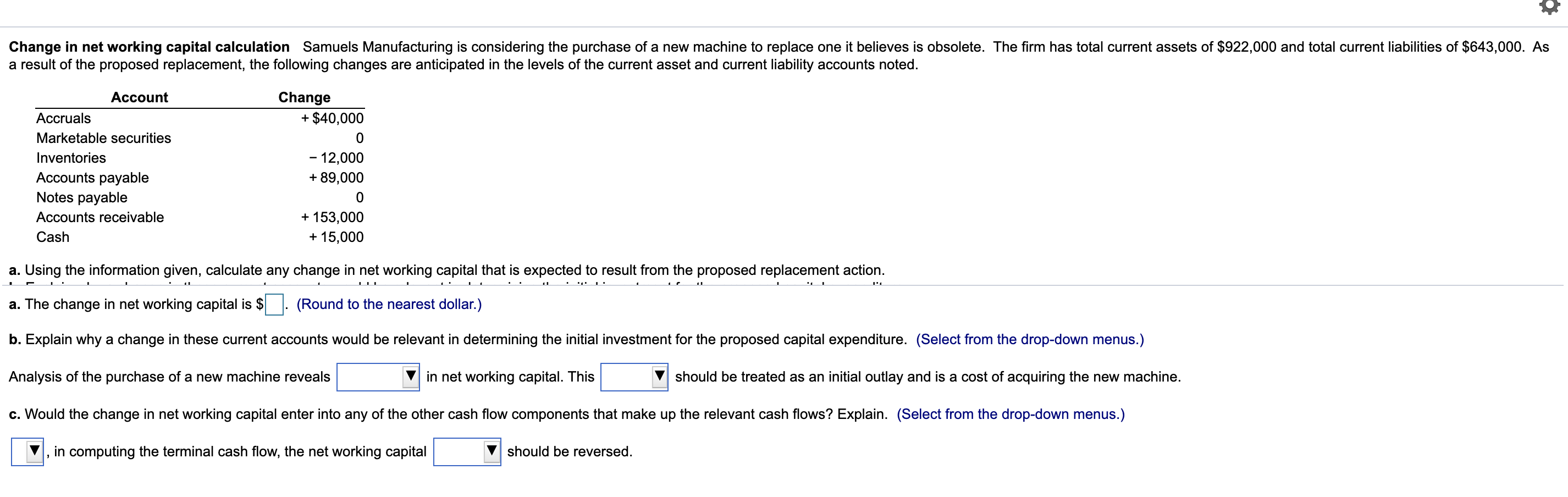  Question B Options: Increase or Decrease Question C Options: yes or