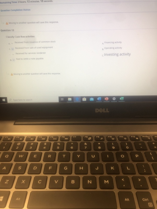  emaining Time 2 hours, 12 minutes 18 seconds. Question Completion Status: