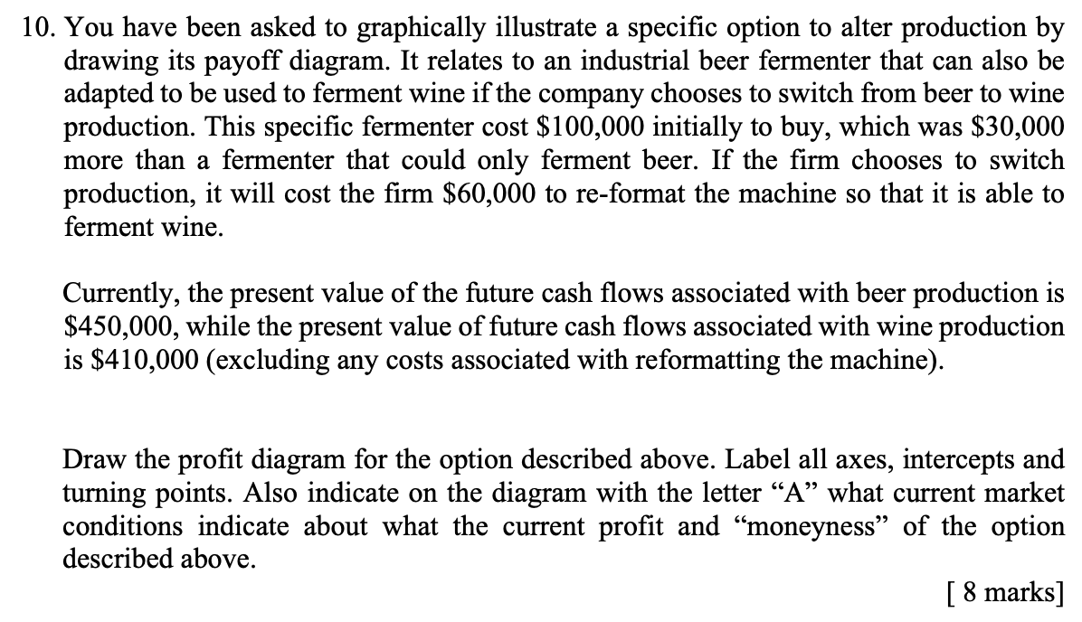  10. You have been asked to graphically illustrate a specific option