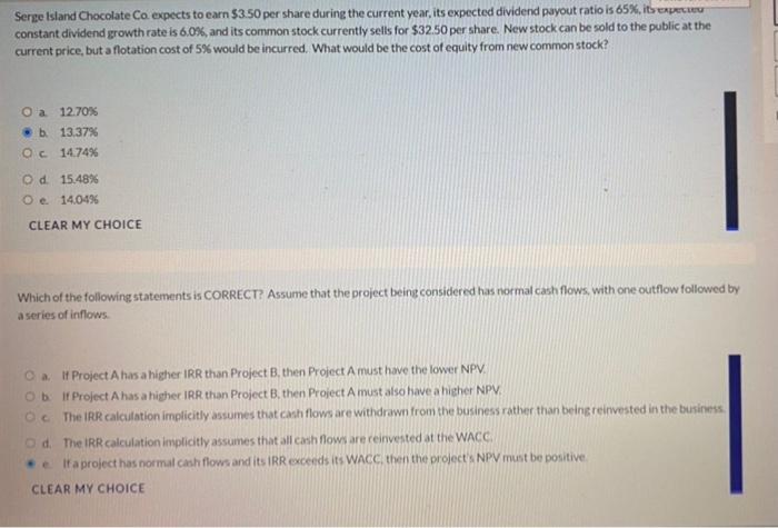 of the following statements is CORRECT? The IRR method appeals to some