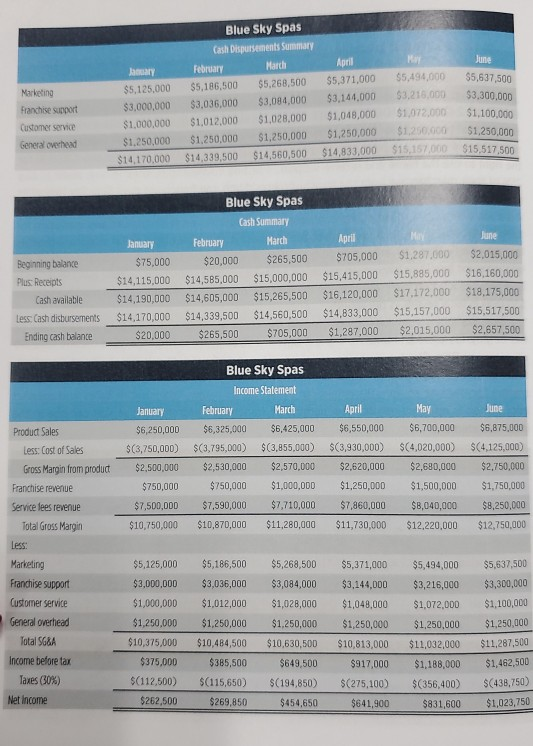 Blue Sky Spas is a medium-sized franchisor of luxury spa facilities. It