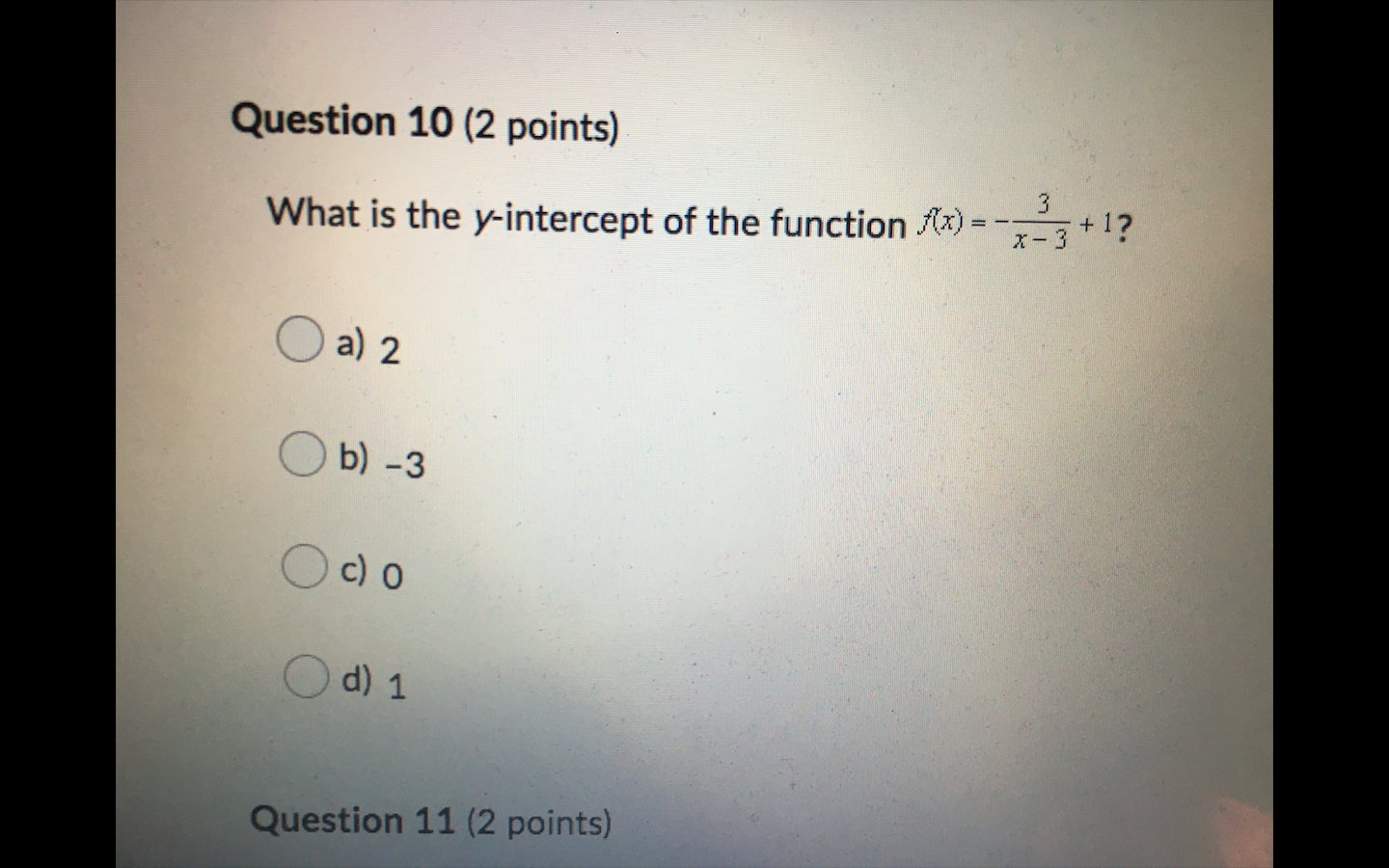 Solve the multiple choice questions below Question 10 (2 points) What is