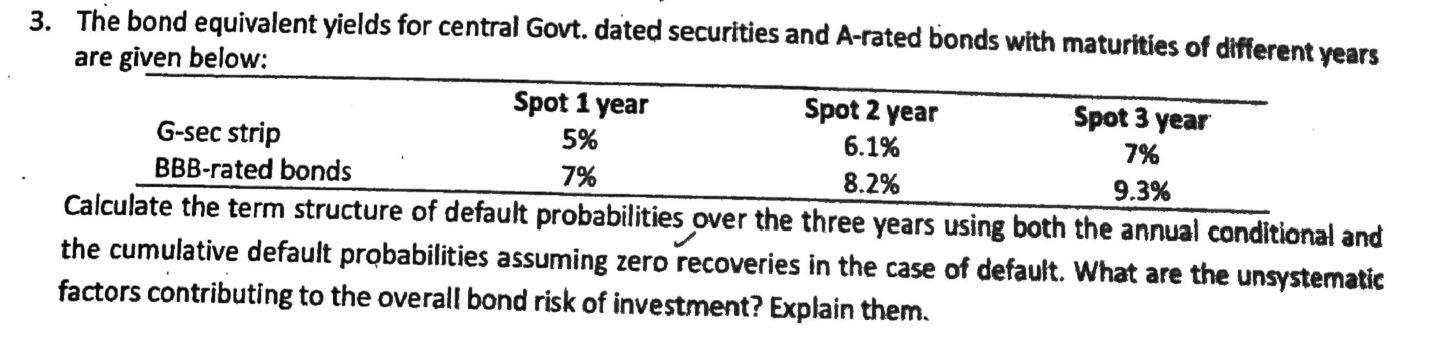 The bond equivalent yields for central Govt. dated securities and A-rated