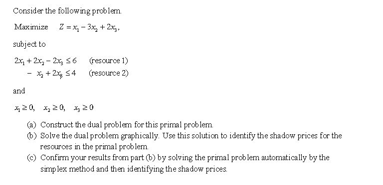  here is the problem Consider the following problem. Maximize Z =x
