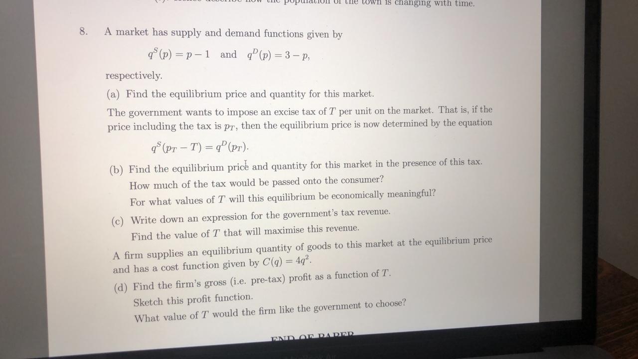 answer fast pls own is changing with time. 8. A market has