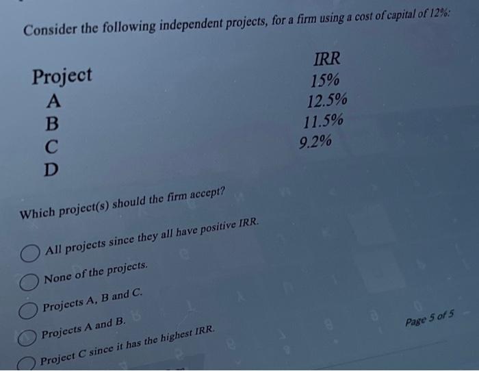 for the consumer market. The company's CFO has collected the following information