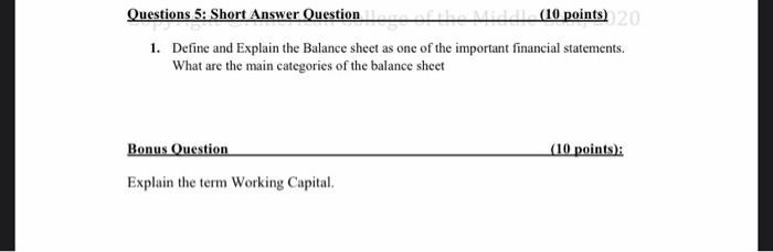  Questions 5: Short Answer Questional Mida (10 points) 20. 1. Define
