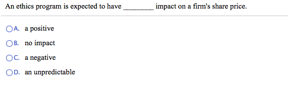 An ethics program is expected to have impact on a firm's