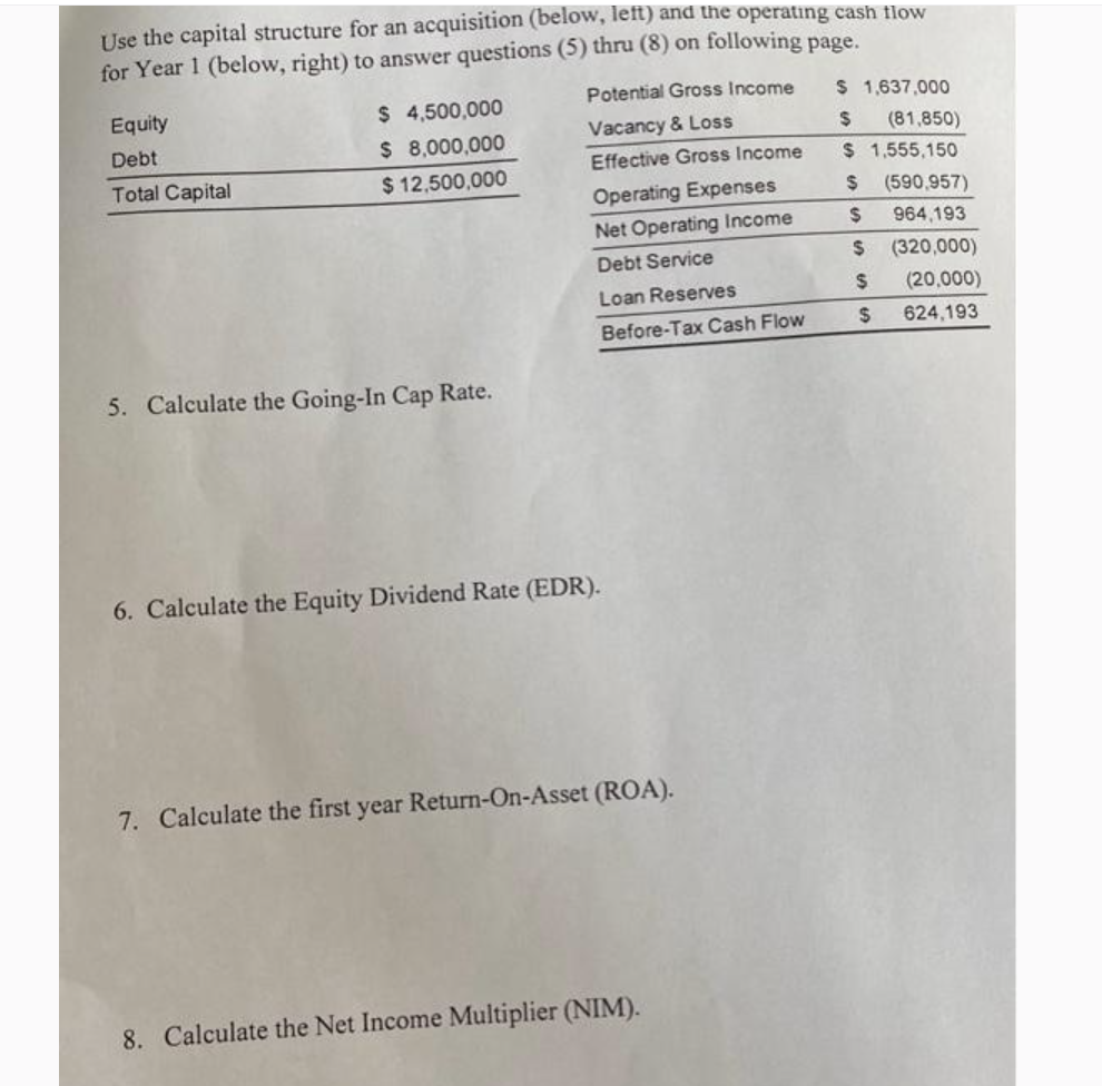  Use the capital structure for an acquisition (below, left) and the