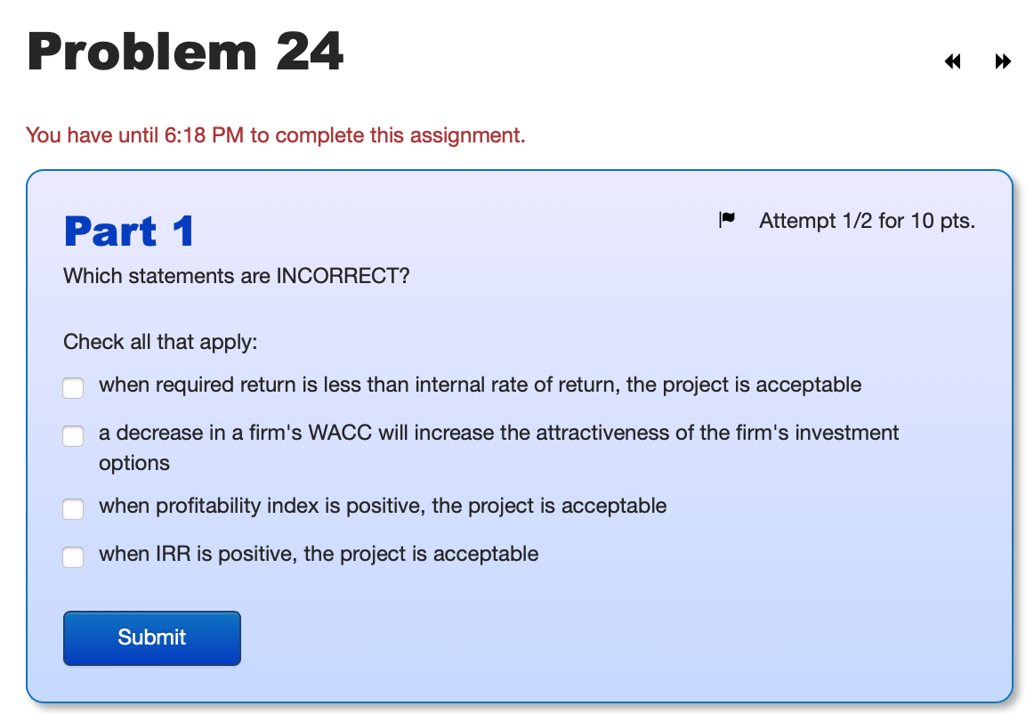 You have until 6:18 PM to complete this assignment. Part 1
