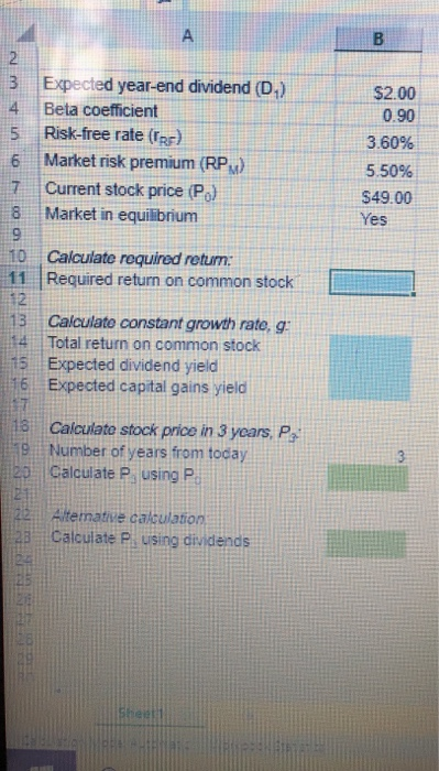  Please calculate colored areas B A 2. 3 Expected year-end dividend