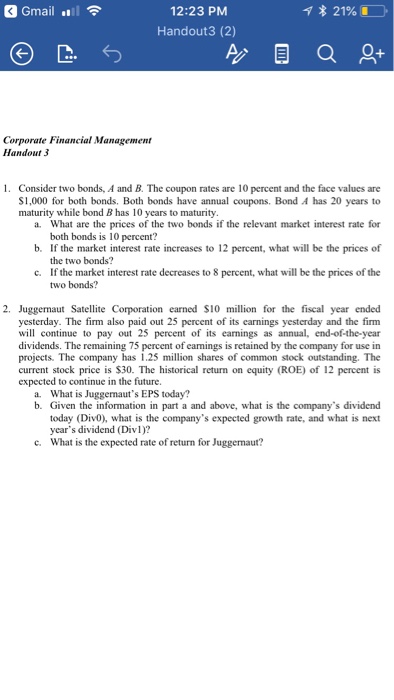  Only problem #1. Note that this question is also an example