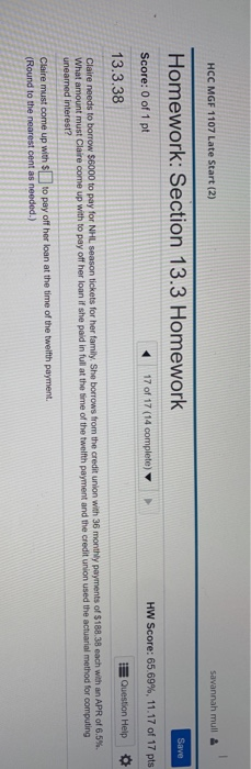  HCC MGF 1107 Late Start (2) savannah mull & Save Homework: