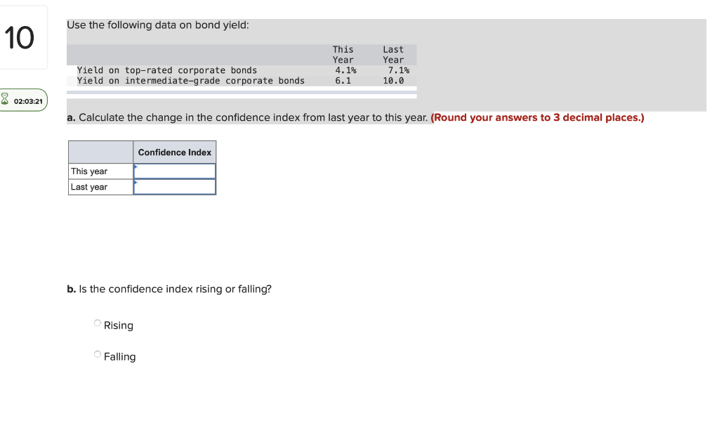  Use the following data on bond yield: 10 Yield on top-rated