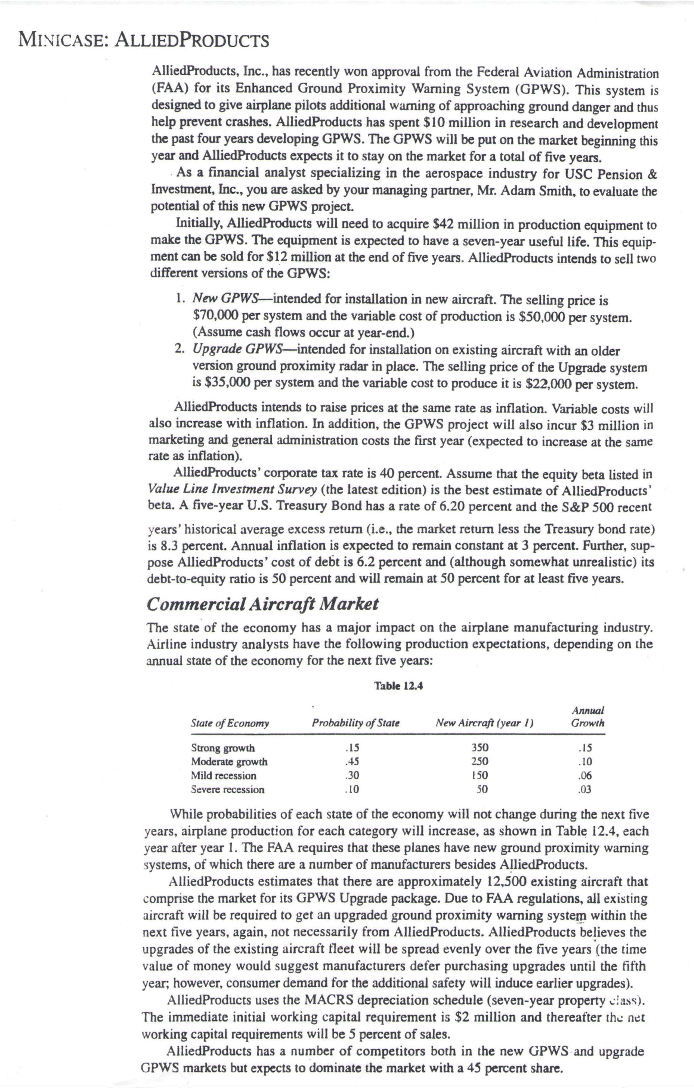  1. Assume 1.2 for equity beta. 2. Use the depreciation schedule