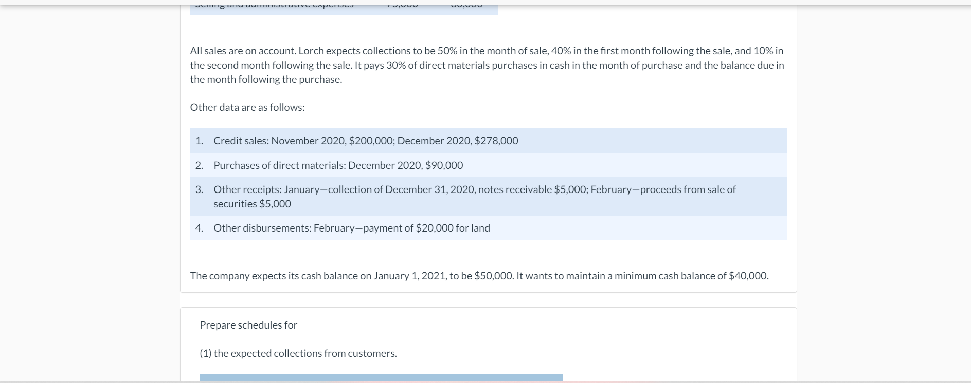 for 2021 are as follows: January February Sales $347,000 $403,000 Direct materials