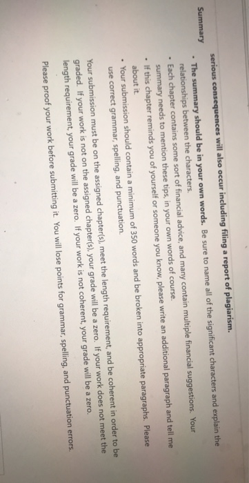 are going to write a summary for TWO CHAPTERS... Chapter 3: Seven