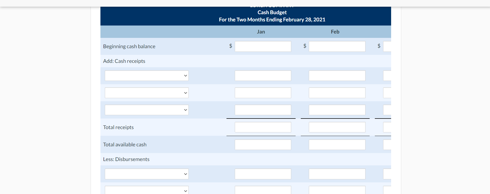 the sale. It pays 30% of direct materials purchases in cash in