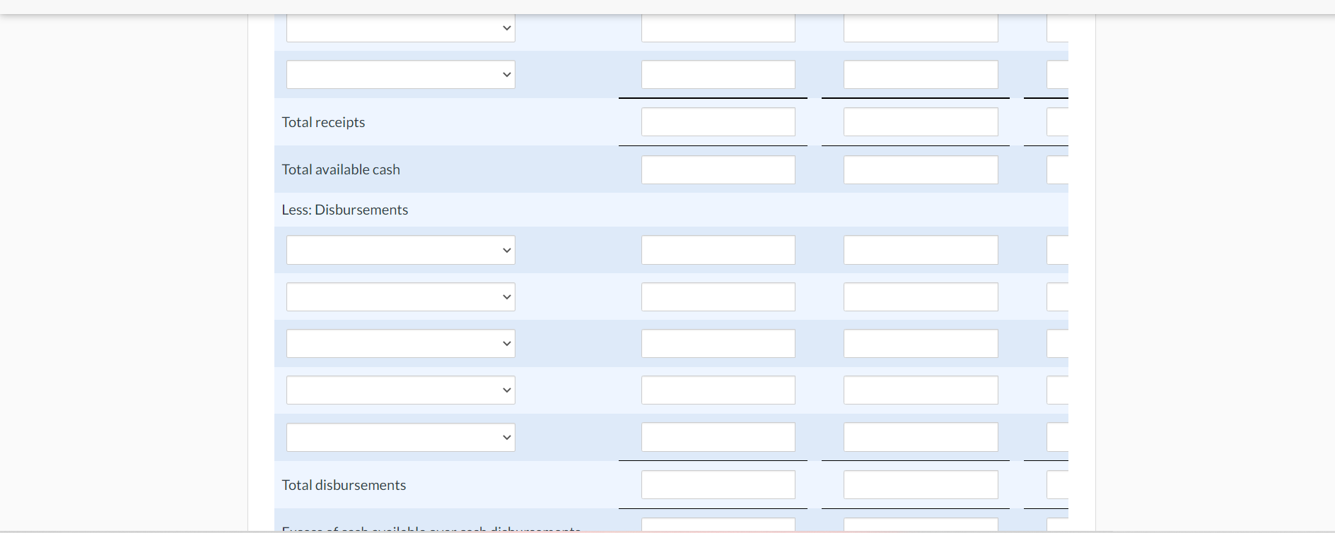 the month of purchase and the balance due in the month following