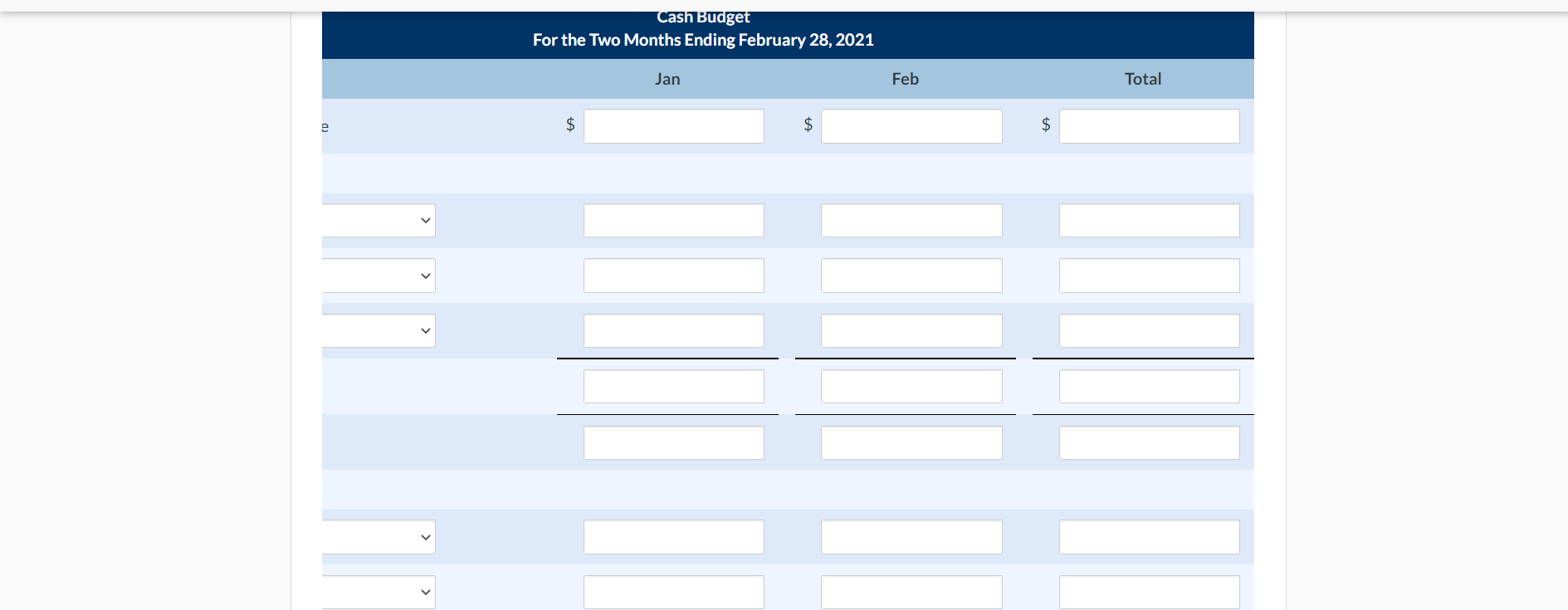 3. Other receipts: January-collection of December 31, 2020, notes receivable $5,000; February-proceeds