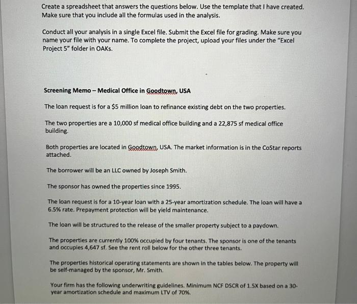 file. Submit the Excel file for grading. Make sure you name your