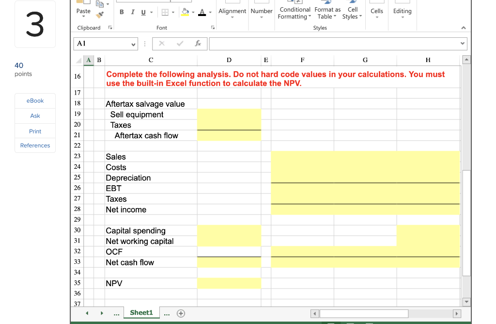 Formatting Table Styles Styles Clipboard Font A1 X fe A B D