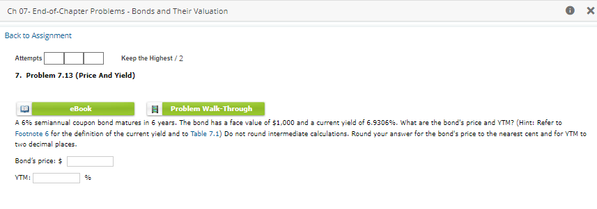  Ch 07- End-of-Chapter Problems - Bonds and Their Valuation Back to
