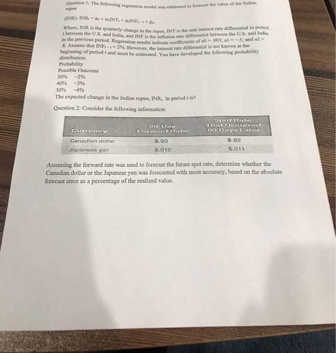 send asmwer asappp Question 1: The following regression model was estimated to
