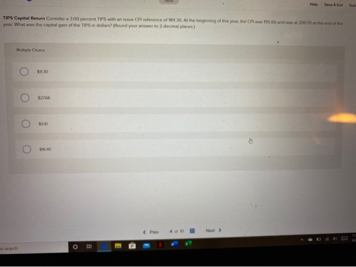 i need help Help Seve & Exit Su TIPS Capital Return Consider