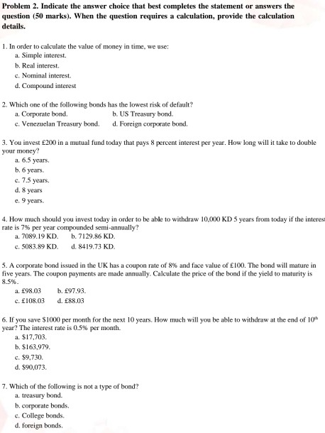  please provide the calculation for the question that requires the calculation