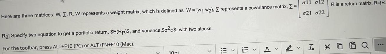 oll 012 R is a return matrix, R=[R- 021 022 Here