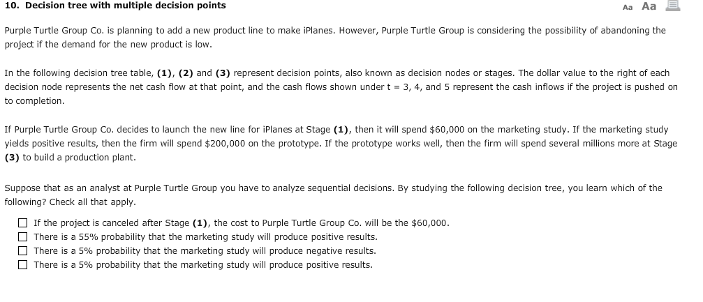  10. Decision tree with multiple decision points Aa Aa Purple Turtle