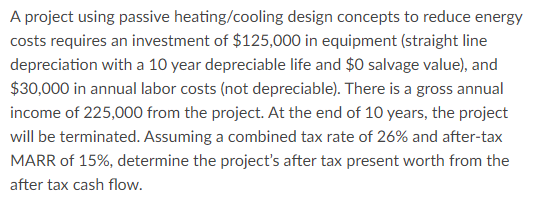  A project using passive heating/cooling design concepts to reduce energy costs
