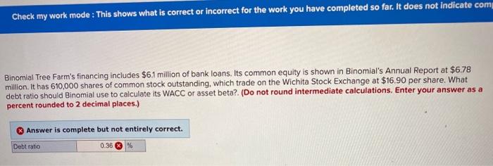  Check my work mode : This shows what is correct or